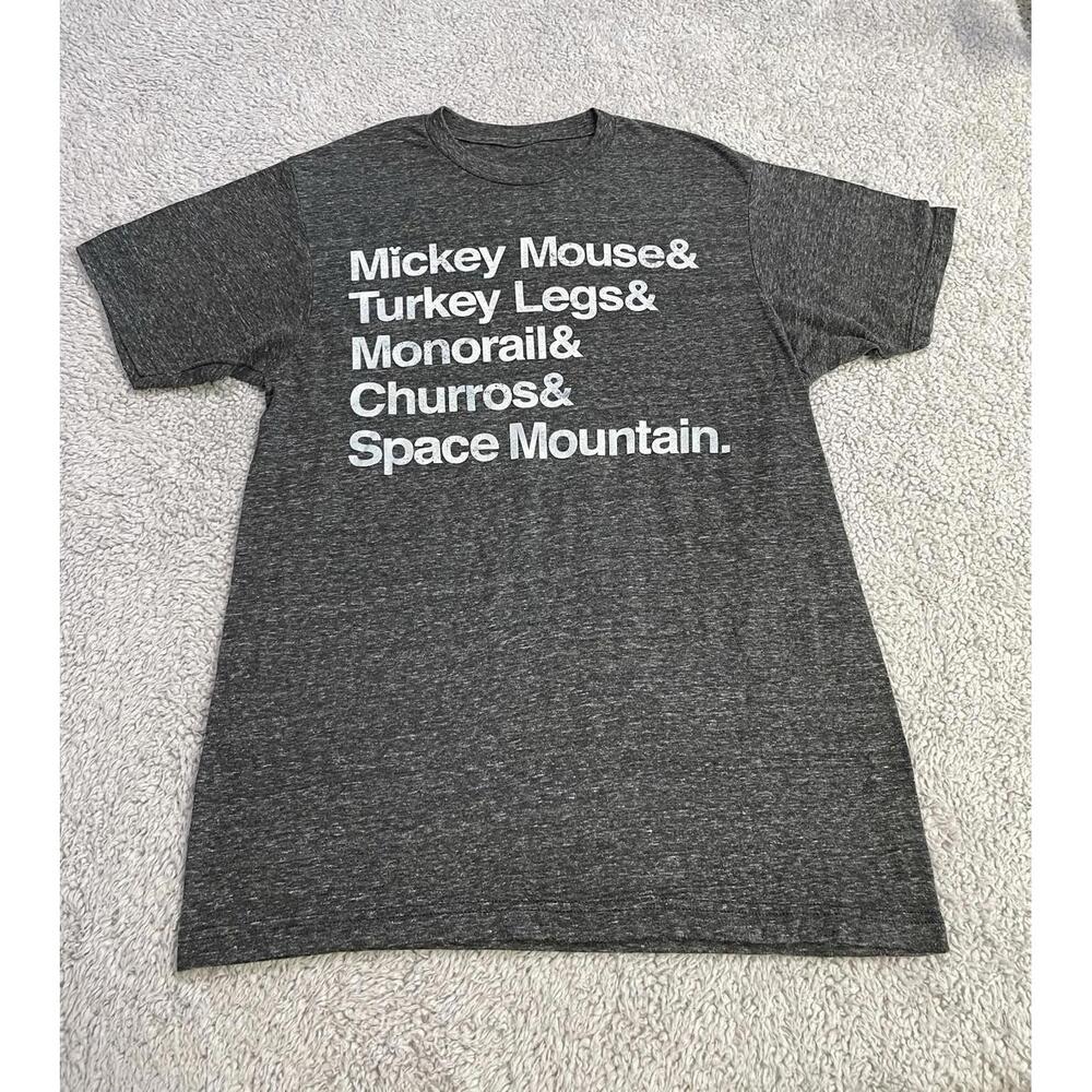 Disney Parks Men’s Dark Gray T Shirt Mickey Mouse, Space Mountain, Etc. Size M